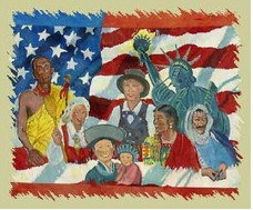 Drawing representing immigration and diversity